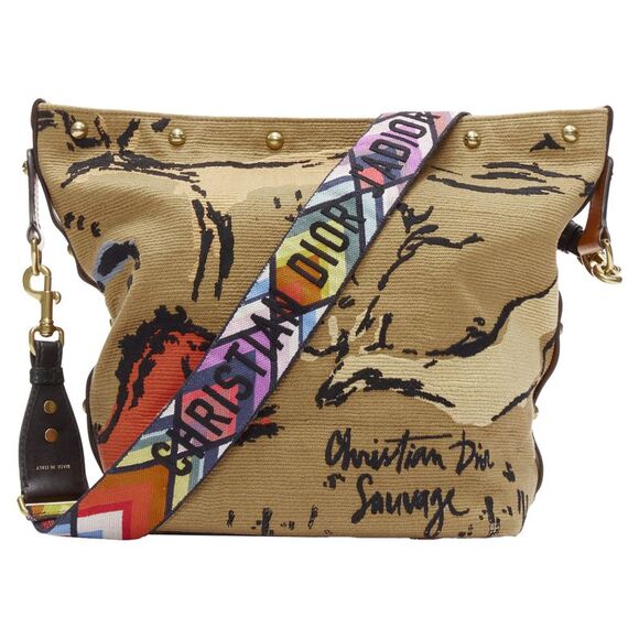 Dior Dioravenue Sauvage Special Edition Logo Canvas Embroidery Hobo Bag - Picture 1 of 6